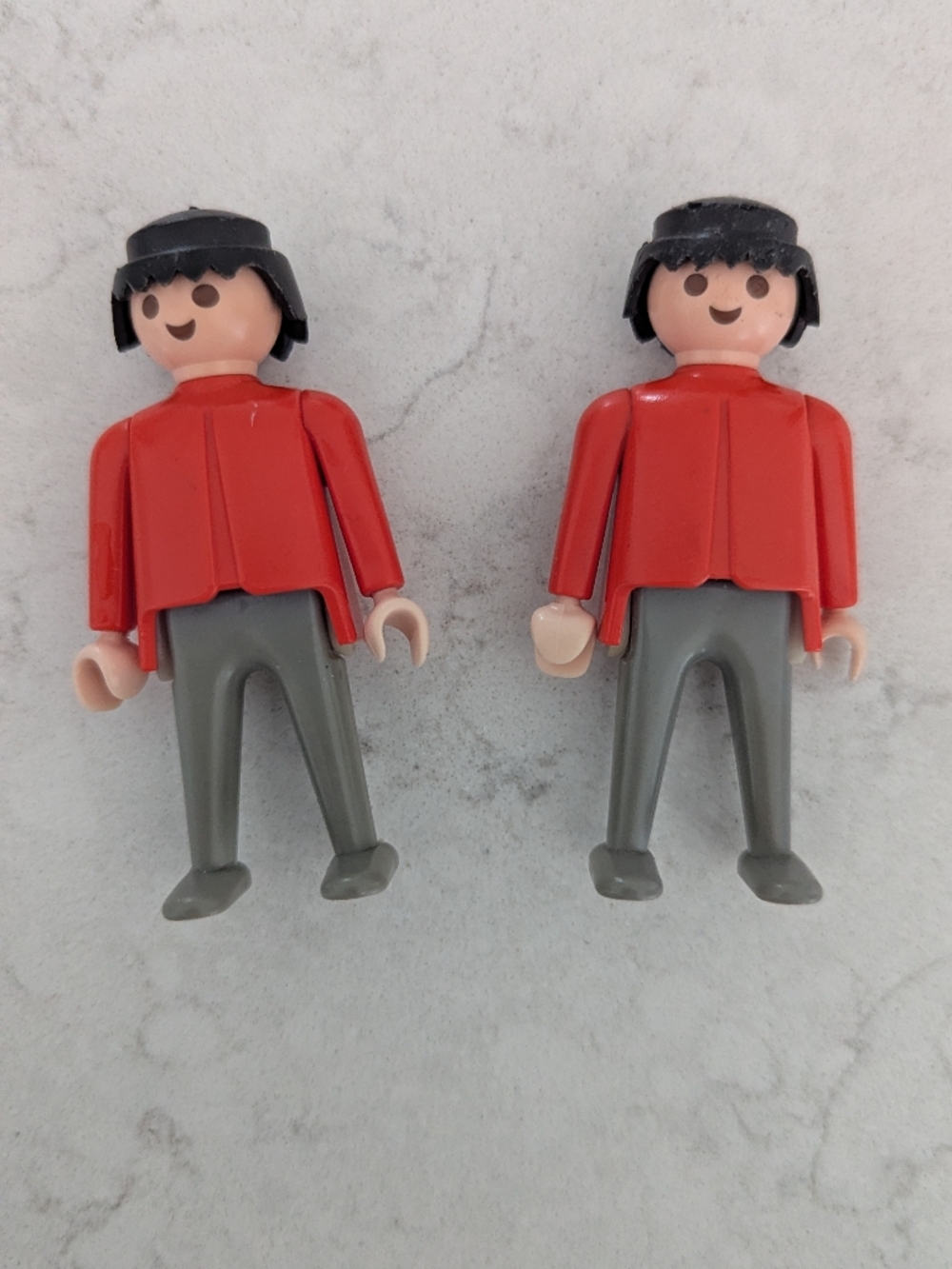 Vintage Playmobil Figures‎ 1974 Geobra Red Shirt Gray Pants Lot of 2